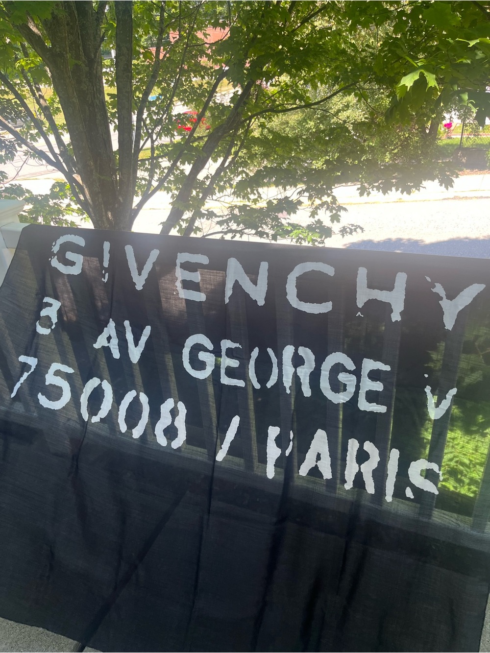 Authentic Givenchy Paris Black Logo Address Square Wrap/Scarf NWOT Retail $495